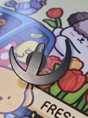 No Face Metal Enamel Pin - Black Crescent Design